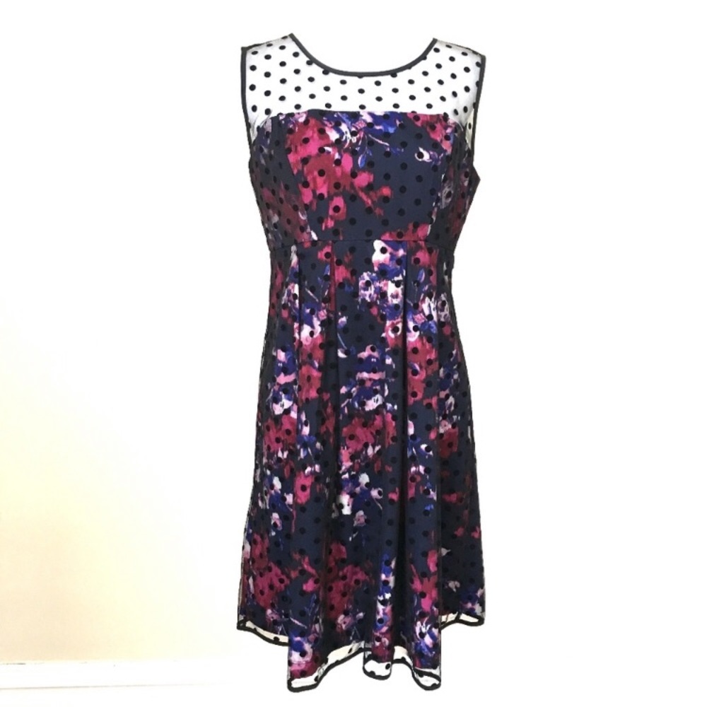 Motherhood maternity dress polka dot overlays